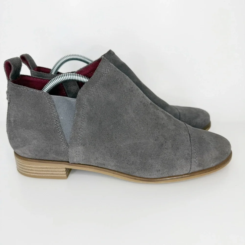 Toms Pavement Gray Suede Leather Reese Heeled Ankle Boot Women’s 11 - Picture 1 of 7